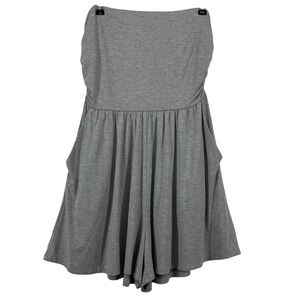 Doe and Rae‎ Size Small Strapless Romper Gray Ruched Tube Top Jersey Pockets